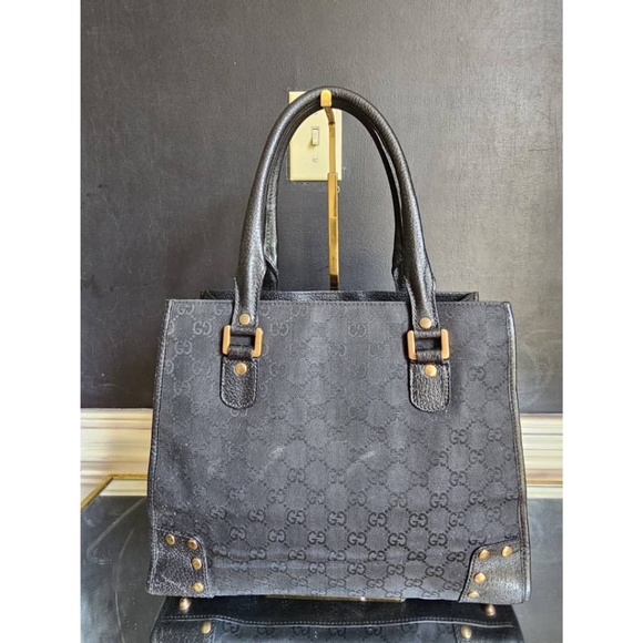 Authentic Gucci GG Canvas Studded Tote Bag Black - Picture 1 of 12